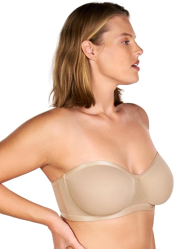 Strapless Bras for Women, Bella Convertible Minimizer Bandeau Bra Mesh Unlined Underwire Balconette Bras