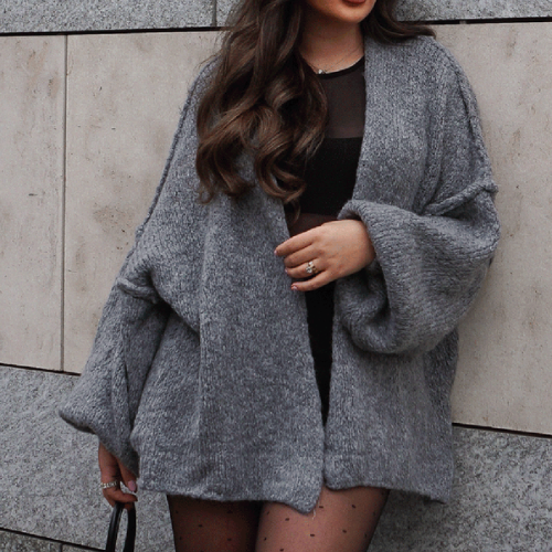 Clarevie Oversized Lantern Sleeves Cardigan