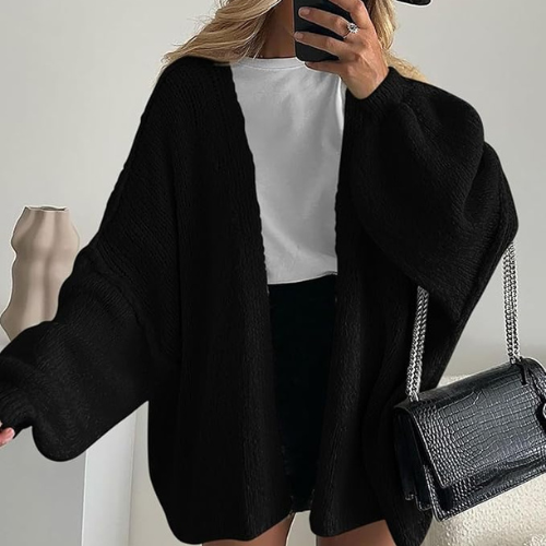 Clarevie Oversized Lantern Sleeves Cardigan