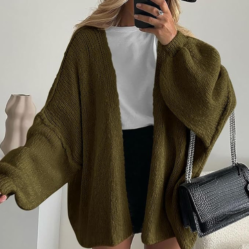 Clarevie Oversized Lantern Sleeves Cardigan