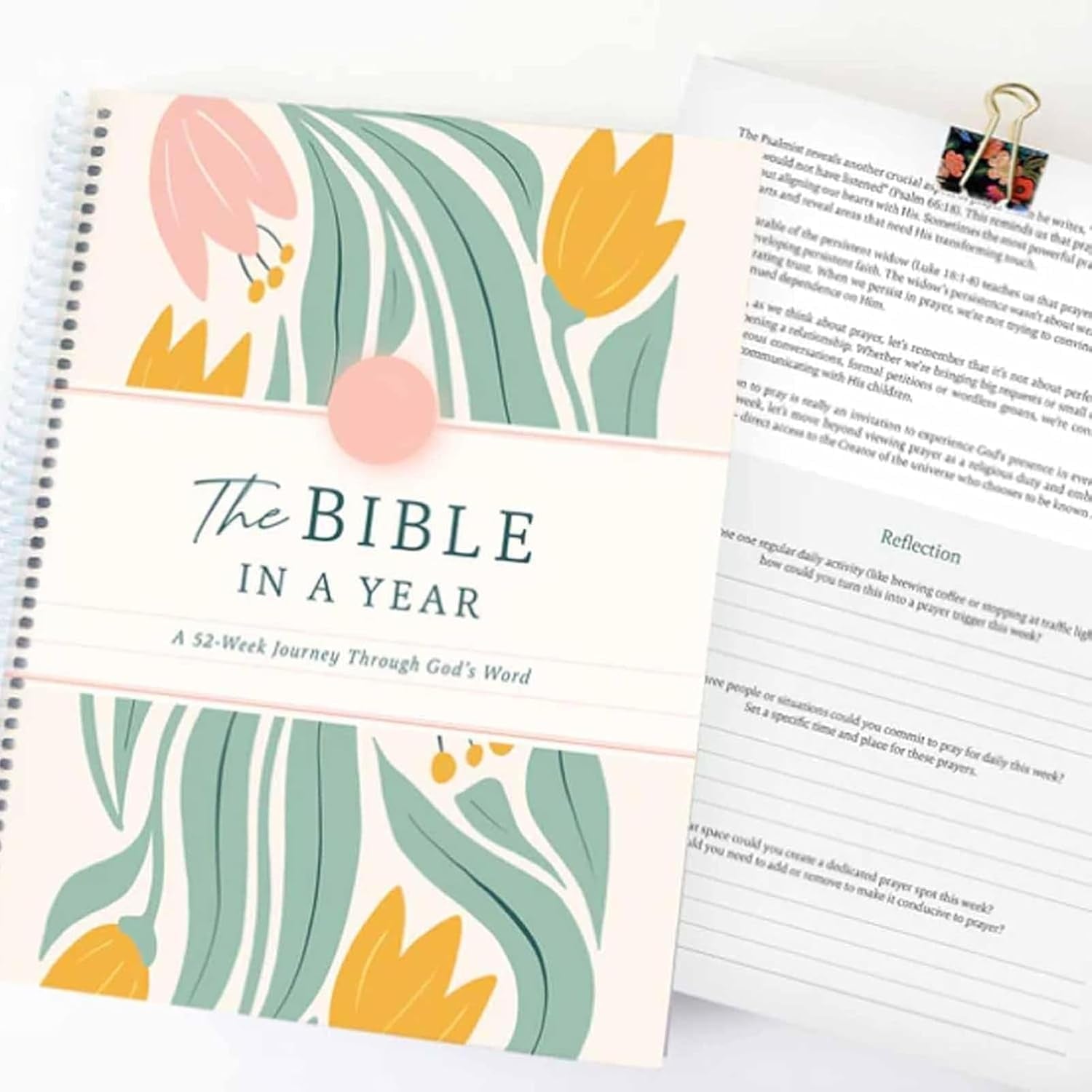 The Bible in a Year: a 52-Week Bible Study for Women Spiral, Spiral Bible in a Year, the Daily Walk Bundle, a Daily Bibles Study Workbook with Note Taking Space for Guided Reading Plan (8.27*5.83Inch)