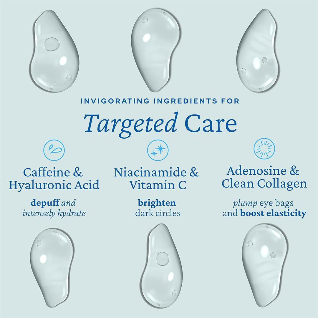 Aqua Bomb Cooling Eye Gel – Caffeine Eye Cream for Dark Circles & under Eye Treatment with Vitamin C, Hyaluronic Acid & Niacinamide – Korean Skincare for Hydration, Puffiness & Firming