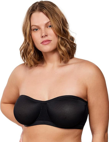Strapless Bras for Women, Bella Convertible Minimizer Bandeau Bra Mesh Unlined Underwire Balconette Bras