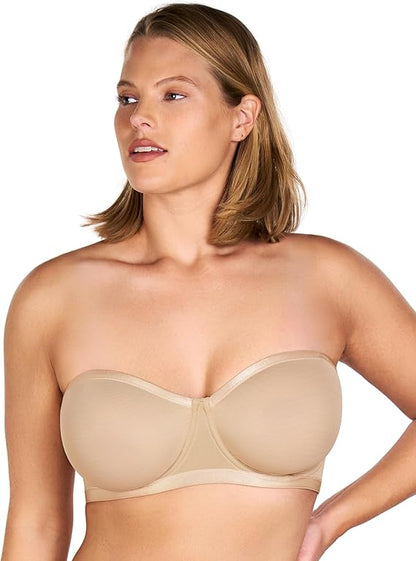Strapless Bras for Women, Bella Convertible Minimizer Bandeau Bra Mesh Unlined Underwire Balconette Bras