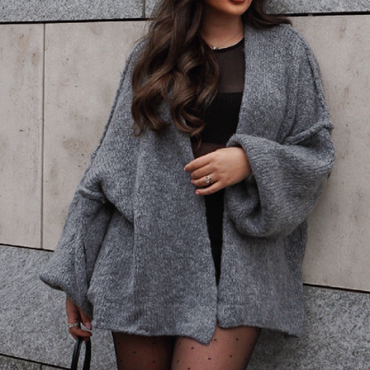 Clarevie Oversized Lantern Sleeves Cardigan
